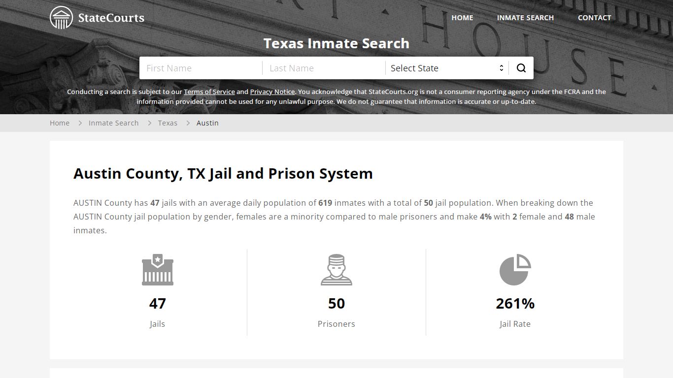 Austin County, TX Inmate Search - StateCourts