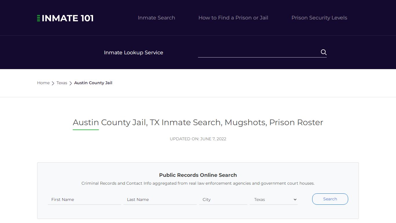 Austin County Jail, TX Inmate Search, Mugshots, Prison ...