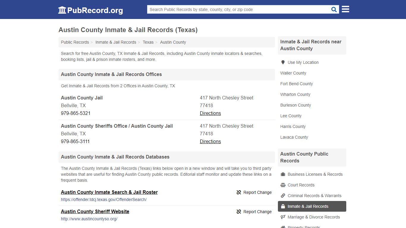 Free Austin County Inmate & Jail Records (Texas Inmate ...