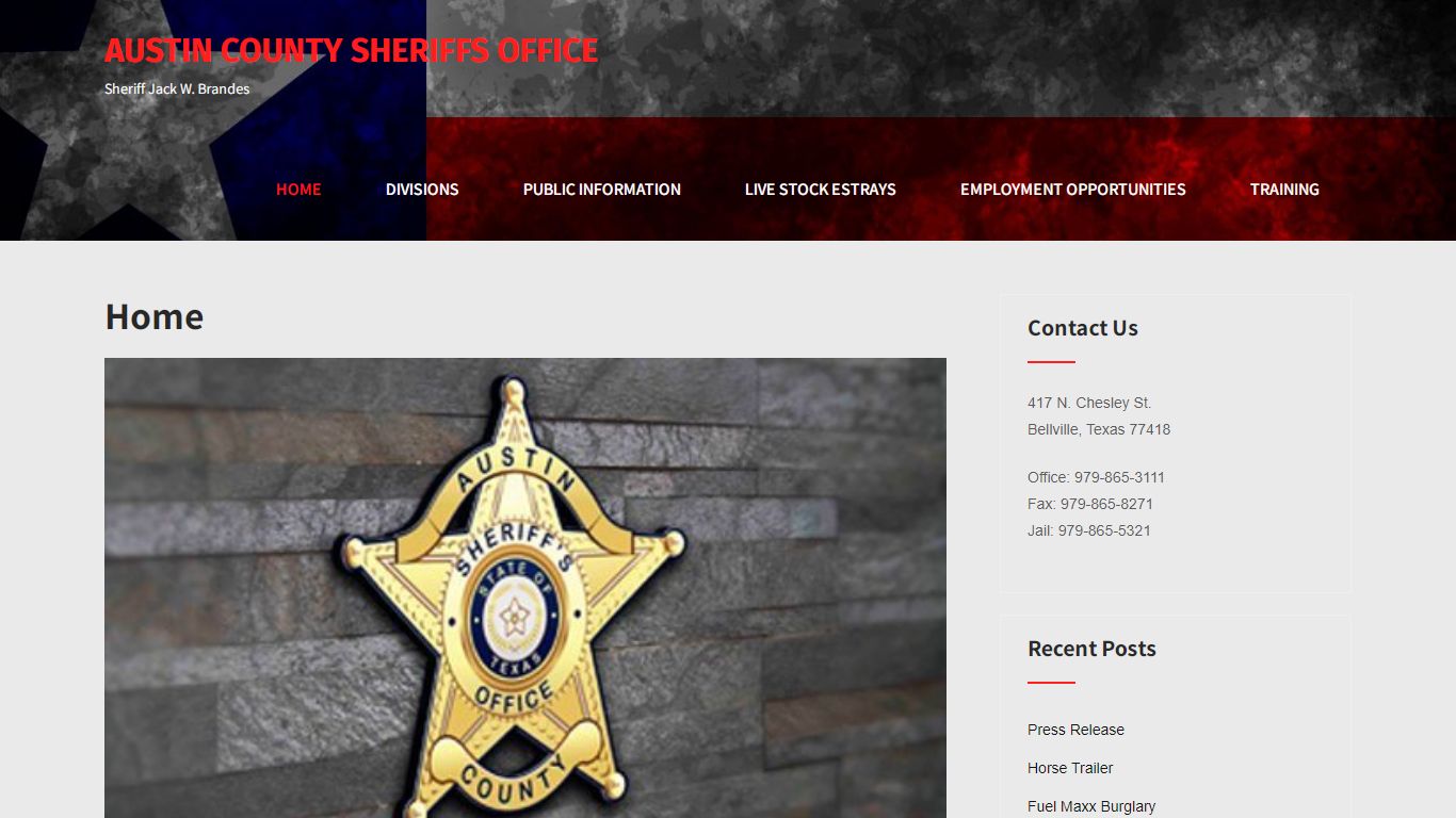 Austin County Sheriffs Office – Sheriff Jack W. Brandes